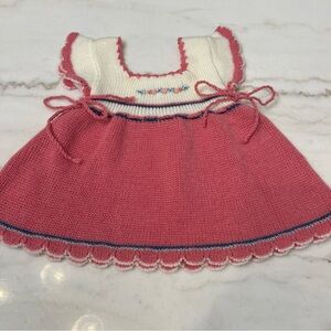Baby Girl Vintage 0-6 Months Knit Stretchy Short Sleeve Dress Pink Easter Spring